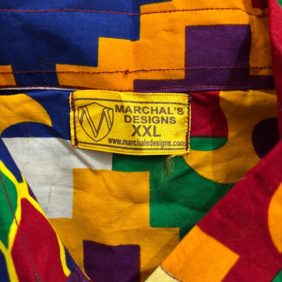 Loud Colorful Geometric Button Down Shirt XXL Marchals Designs Rainbow Statement - Picture 4 of 4